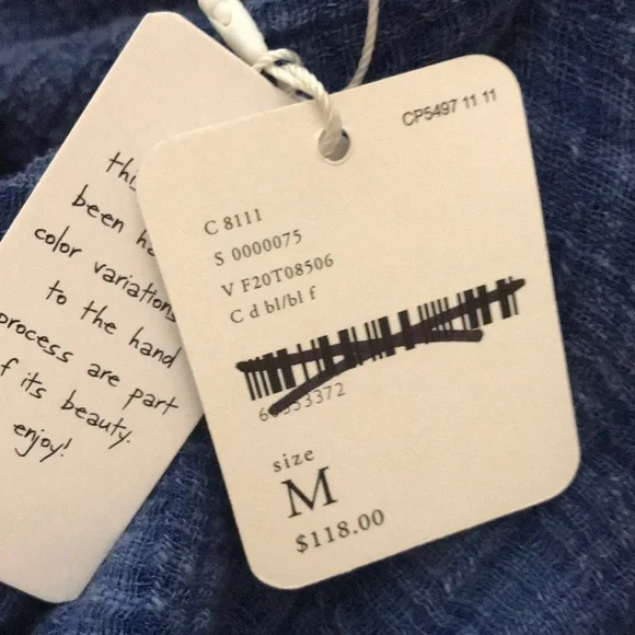 NWT Free People Shirt dress duster Blue Medium - Picture 9 of 11